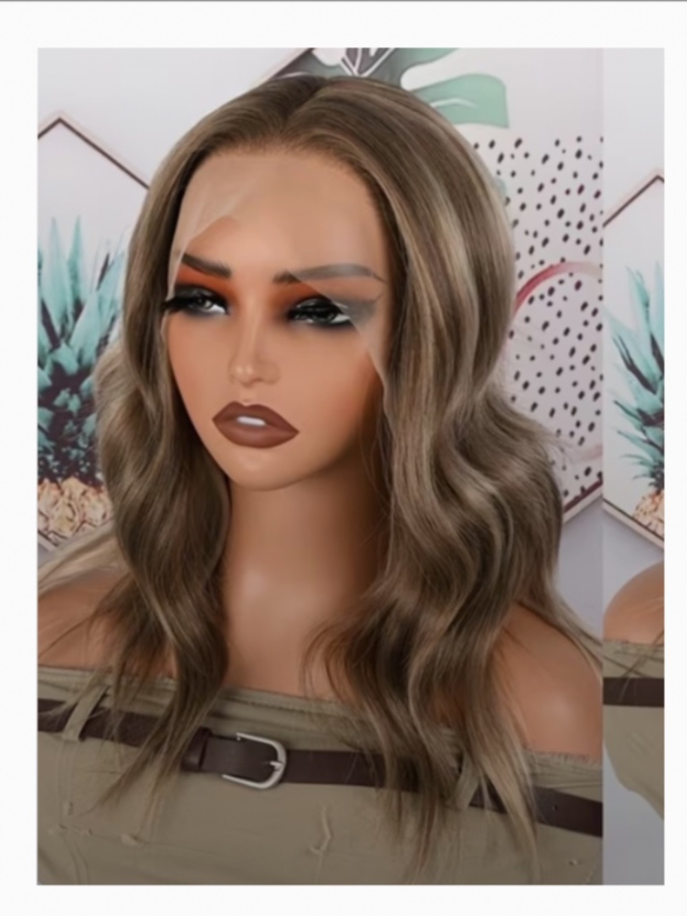 A 20-Inch, Density, Glueless Lace Front Wig Featuring Free Parting, Ash Blonde.